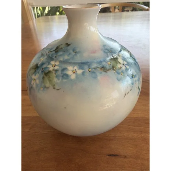 Antique Royal Austria OAEG Porcelain Vase Hand Painted Blue 5 Vase